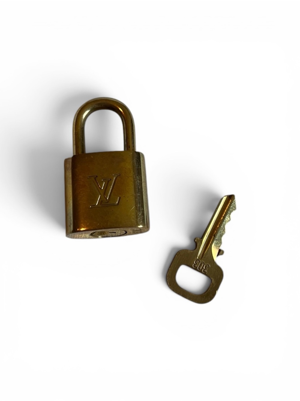 Authentic Louis Vuitton Lock & Key #303 Gold Brass Padlock